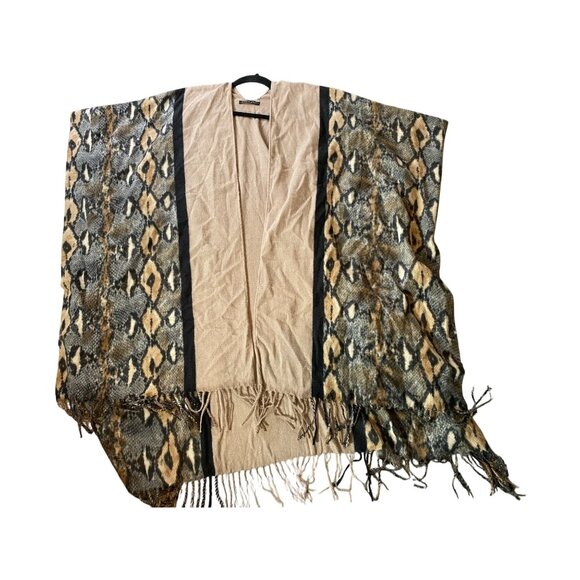 Do Everything In Love Animal Print Kimono Cardigan Fringe One Size - Picture 3 of 8